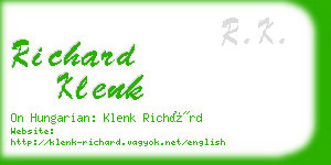 richard klenk business card